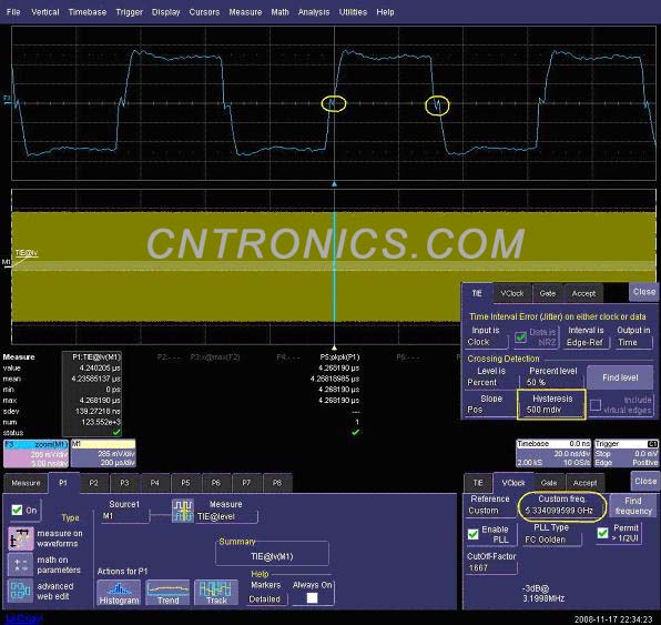 圖三 使用TIE的缺省設(shè)置，Hysteresis值為500mdiv 