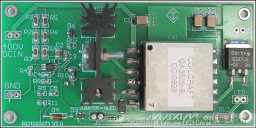 LED驅(qū)動器參考設(shè)計(jì)，1.9英寸 x 3.9英寸，雙層板