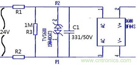 案例1：輸入端24V波動，R1和R2常被燒壞。
