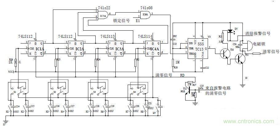 鍵盤輸入、密碼修改、密碼檢測(cè)、開(kāi)鎖、執(zhí)行電路