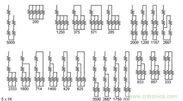 5個(gè)電阻我想出了23種組合。還有其它組合嗎？