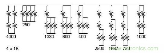 5個(gè)電阻我想出了23種組合。還有其它組合嗎？