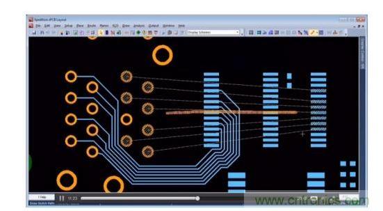 設(shè)計(jì)師在另一層上粗略繪制出一條直線路徑，如橙色所標(biāo)示