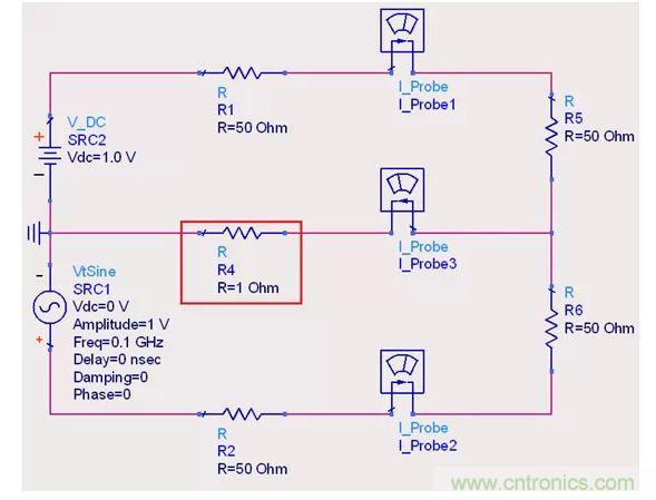 【導(dǎo)讀】說實(shí)話，這個(gè)問題也對(duì)高速先生造成了困擾。一直都會(huì)有人問回流的交疊是否會(huì)造成信號(hào)之間的干擾，比如平面的上下走線重疊，回流路徑一樣時(shí)。通常會(huì)有這么幾種回答！  1.趨膚效應(yīng)導(dǎo)致電流并沒有相交；  但是在1.2mil的銅厚的情況下，10MHz以上的信號(hào)才會(huì)出現(xiàn)明顯的趨膚效應(yīng)?？磥磉@個(gè)解釋并不合理。  2.信號(hào)在介質(zhì)中傳遞，電磁場(chǎng)的耦合才會(huì)造成串?dāng)_；  這個(gè)說法沒錯(cuò)，但是還是不能解開心中對(duì)電流走在同一條路徑上時(shí)，會(huì)不會(huì)造成相互之間干擾的問題。  讓我們來做以下實(shí)驗(yàn)，搭建一個(gè)拓?fù)淙鐖D1所示： 1 圖1  環(huán)路1由一個(gè)DC1.0V供電，表示我們的受干擾線，電流表1測(cè)量路徑1上的電流。  環(huán)路2由一個(gè)100MHz的AC1.0V供電，表示我們的干擾源，電流表2測(cè)量路徑2上的電流。  電流表3測(cè)量回流路徑上的電流。  這樣一個(gè)結(jié)構(gòu)，得到的結(jié)果是如何呢？如圖2所示： 2 圖2  可以看到，我們的被干擾源就是一個(gè)干凈的直線，雖然環(huán)路1和環(huán)路2在回流路徑上電流交疊，但是他們相互之間并不影響。其實(shí)這不就是基爾霍夫定律嗎。  有人會(huì)試圖從電磁場(chǎng)的角度來否定基爾霍夫定律在這里的正確性，&ldquo;回流路徑也會(huì)產(chǎn)生電磁場(chǎng)，這些電磁場(chǎng)會(huì)與其他的回流路徑相互影響&rdquo;。但事實(shí)上是，回流路徑與回流路徑之間是沒有耦合途徑的，他們?cè)谕粋€(gè)平面上，沒有容性耦合，也沒有感性耦合。  那么是否回流就不會(huì)影響我們的信號(hào)質(zhì)量了呢？當(dāng)然是會(huì)影響的。  其實(shí)在圖1的實(shí)驗(yàn)中，筆者討了個(gè)巧，將地平面各個(gè)短路點(diǎn)之間的阻抗當(dāng)成了0，但實(shí)際上，地平面的各個(gè)不同的點(diǎn)之間是有轉(zhuǎn)移阻抗的。讓我們模擬實(shí)際情況再看看圖3： 3 圖3  這時(shí)候我們假設(shè)我們的地平面是有1&Omega;電阻的。（當(dāng)然這是為了實(shí)驗(yàn)效果，實(shí)際上地平面阻抗并不會(huì)有這么大），結(jié)果如圖4： 4 圖4  是的，干擾出現(xiàn)了。這個(gè)干擾并不是來自于回流路徑之間的電流耦合，而是來自于我們地平面本身由于有轉(zhuǎn)移阻抗的存在，導(dǎo)致回流流經(jīng)地平面時(shí)，造成地平面并不是一個(gè)完美的0電平。  回流就是這樣干擾我們的信號(hào)的，也就是我們所說的地彈。