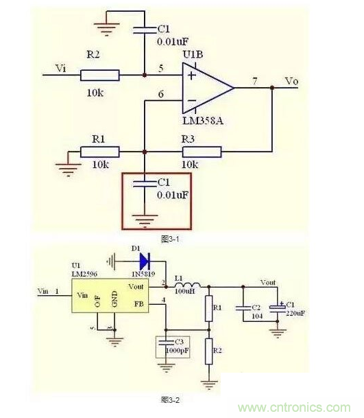 2、不要在運(yùn)放輸出直接并接電容
