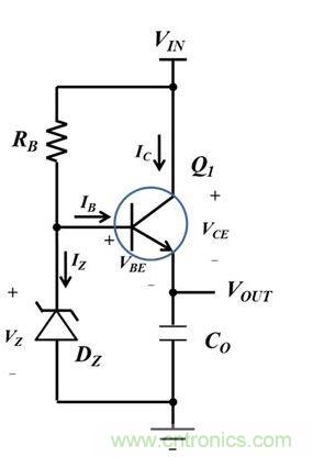 簡單的串聯(lián)穩(wěn)壓器。