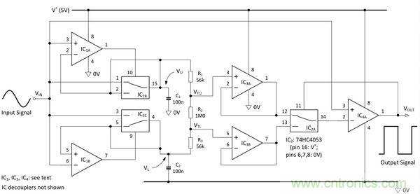 圖1：自適應(yīng)施密特觸發(fā)器。