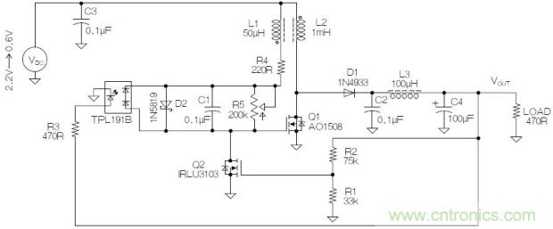 圖2：基于MOSFET的焦耳小偷電路。
