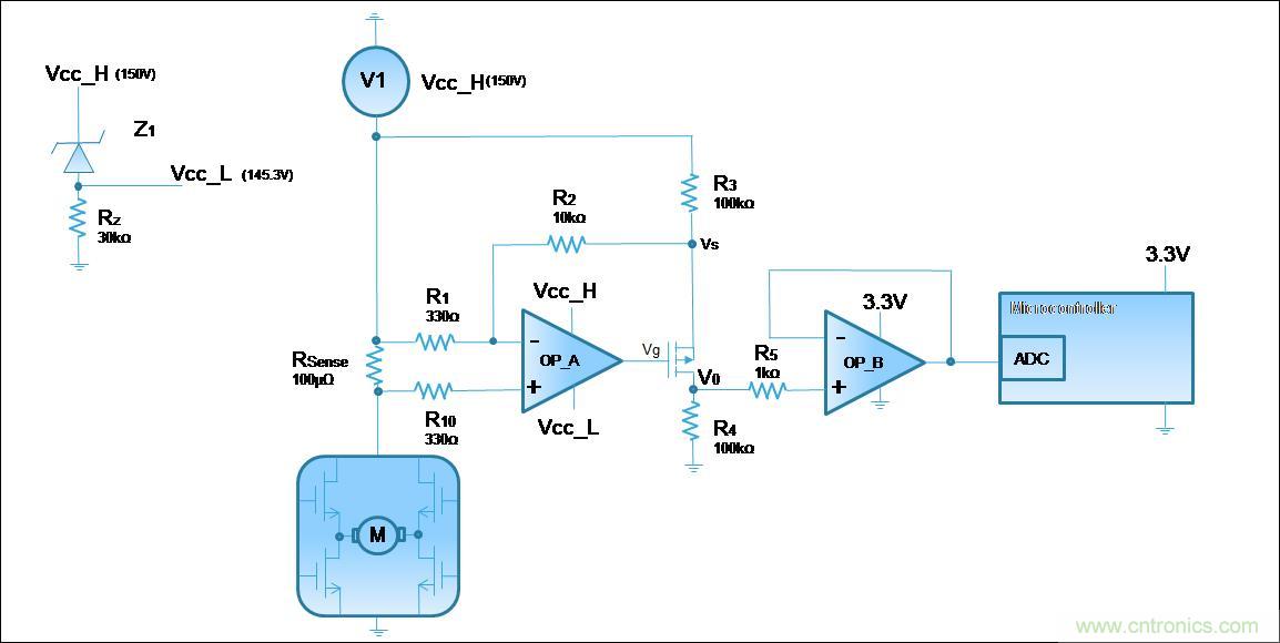 低壓運(yùn)放如何檢測(cè)高壓上橋臂電流？