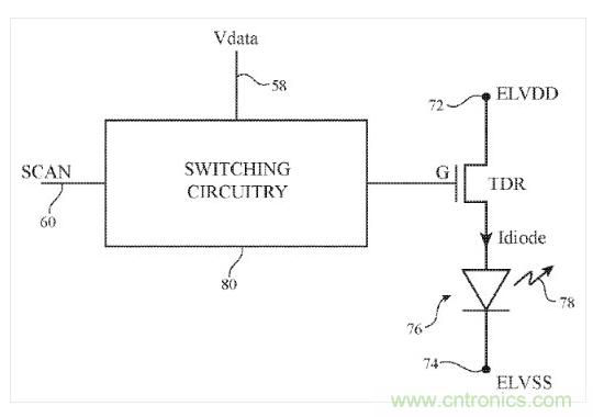 這是來自上述專利針對(duì)OLED顯示器畫素的說明示意圖。