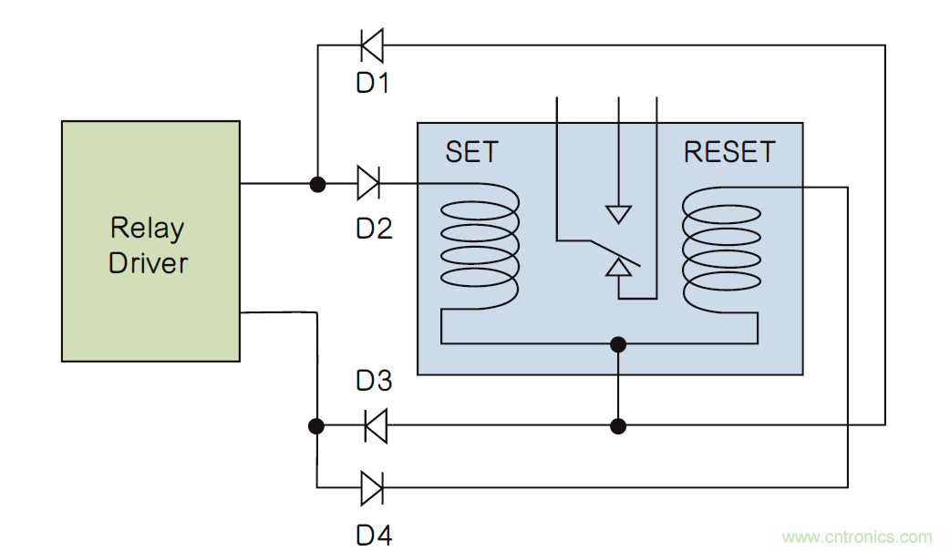 如何利用二極管電路實(shí)現(xiàn)雙線圈鎖存繼電器？